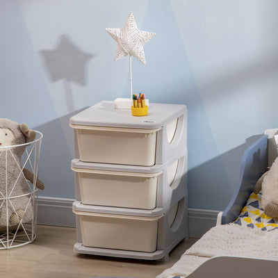 HOMCOM Three-Tier Kids Storage Boxes, with Three Drawers - White 
