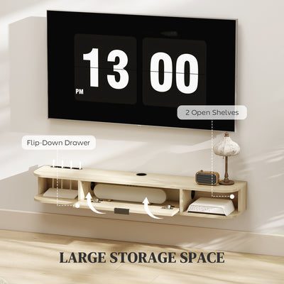 HOMCOM 120 cm Floating TV Unit for TVs up to 50 Inch - Natural 