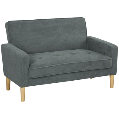 HOMCOM Two-Seater Velvet-Feel Sofa - Grey 