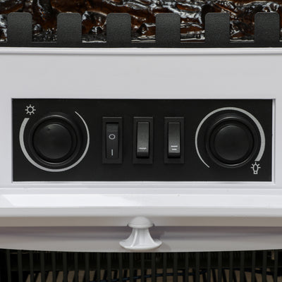 HOMCOM 1kW-2kW Vintage Electric Fireplace Heater - White 