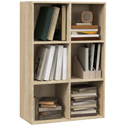 HOMCOM Six-Cube Bookcase - Oak Wood Effect 