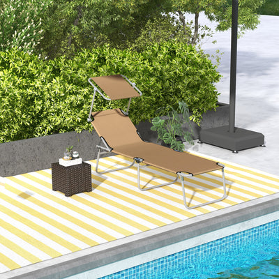 Outsunny Sun Lounger, with Adjustable Face Canopy - Brown 