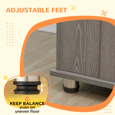 PawHut Dog Crate Table for Medium and Large Dogs with Magnetic Door for Indoor Use, 114 x 60 x 82 cm, Grey 