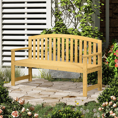 Outsunny 2 Seater Wooden Garden Bench with Armrest, Outdoor Furniture Chair for Park, Balcony, Orange 