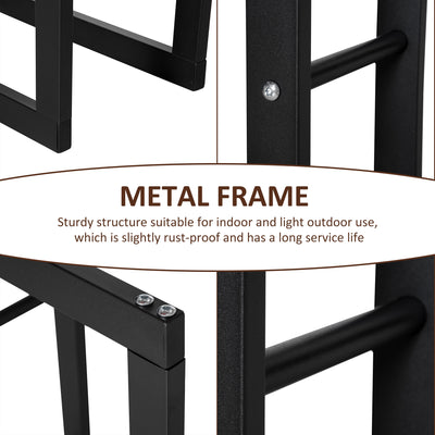 HOMCOM Metal Firewood Log Holder Tall Firewood Rack Indoor Outdoor Fireplace Wood Storage Shelf with Side Rails, Rust-Resistant, Black, 60W x 25D x 100H cm 