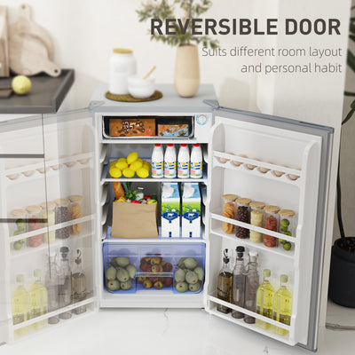 HOMCOM 91L Freestanding Under-Counter Fridge with Lock - Grey 