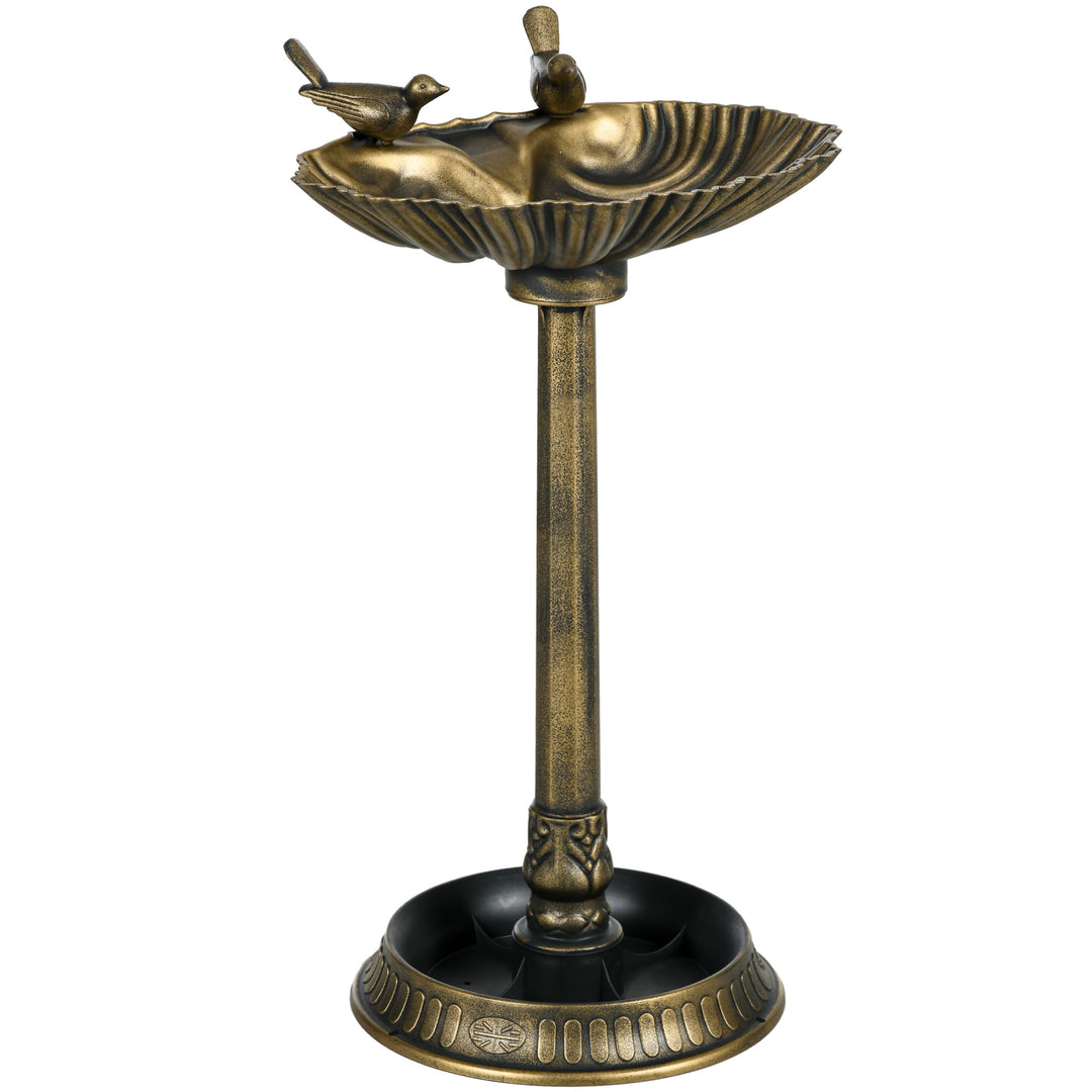 Outsunny 81cm Tall Bird Bath with 2 Decorative Birds, Vintage Style Birdbath with Flower Planter Base, Bird Bath Bowl for Garden, Bronze Tone 