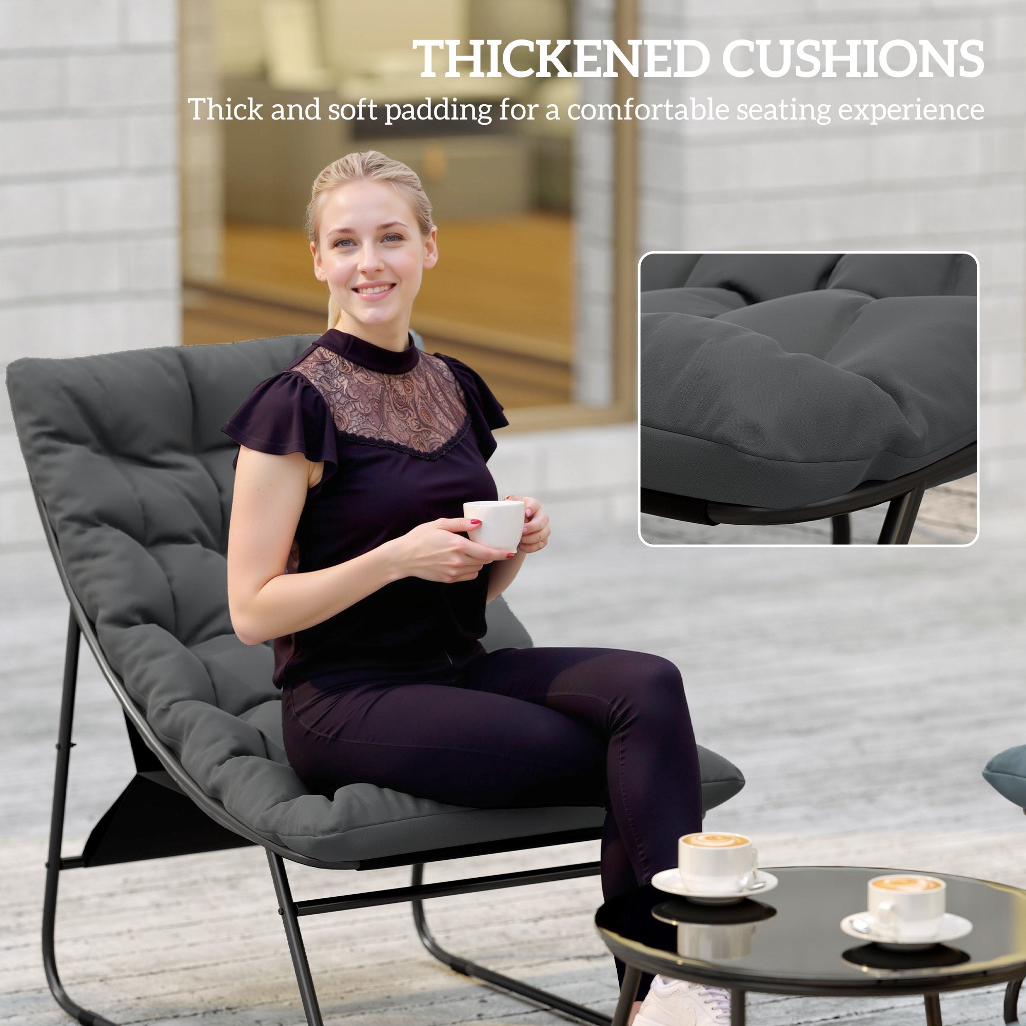 Outsunny Four-Piece Curved Seat Garden Sofa Set - Grey/Black 