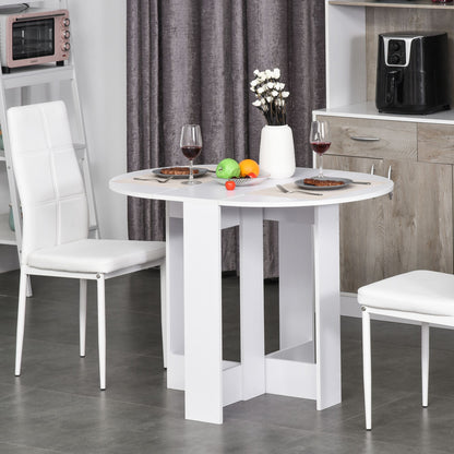 HOMCOM Space-saving Drop Leaf Table, Folding Dining Table for Small Space, Kitchen, Dining Room, White 