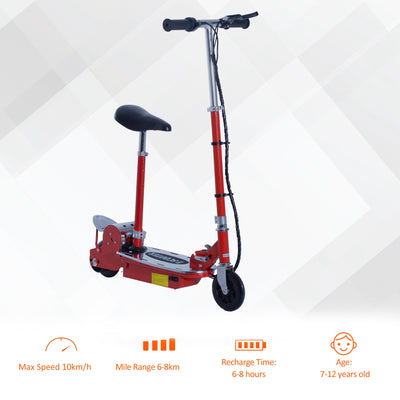 HOMCOM Foldable Electric Scooter for Teens Over 7 years old 12V Battery 120W-Red 