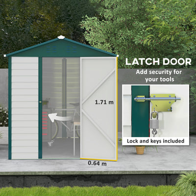 Outsunny 9x 6FT Metal Outdoor Garden Shed, Galvanised Tool Storage Shed w/ Sloped Roof, Lockable Door for Patio Lawn, Green 