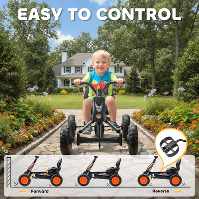 AIYAPLAY Kids Pedal Go Kart with Steel Frame, Sporty Design, for Ages 2-5 Years, Black 