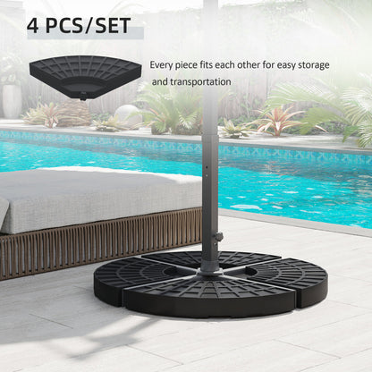 Outsunny 4 PCs 70KG Portable Round Parasol Base Umbrella Cross Stand Weights Holder Sand or Water Filled Outdoor Garden Patio 