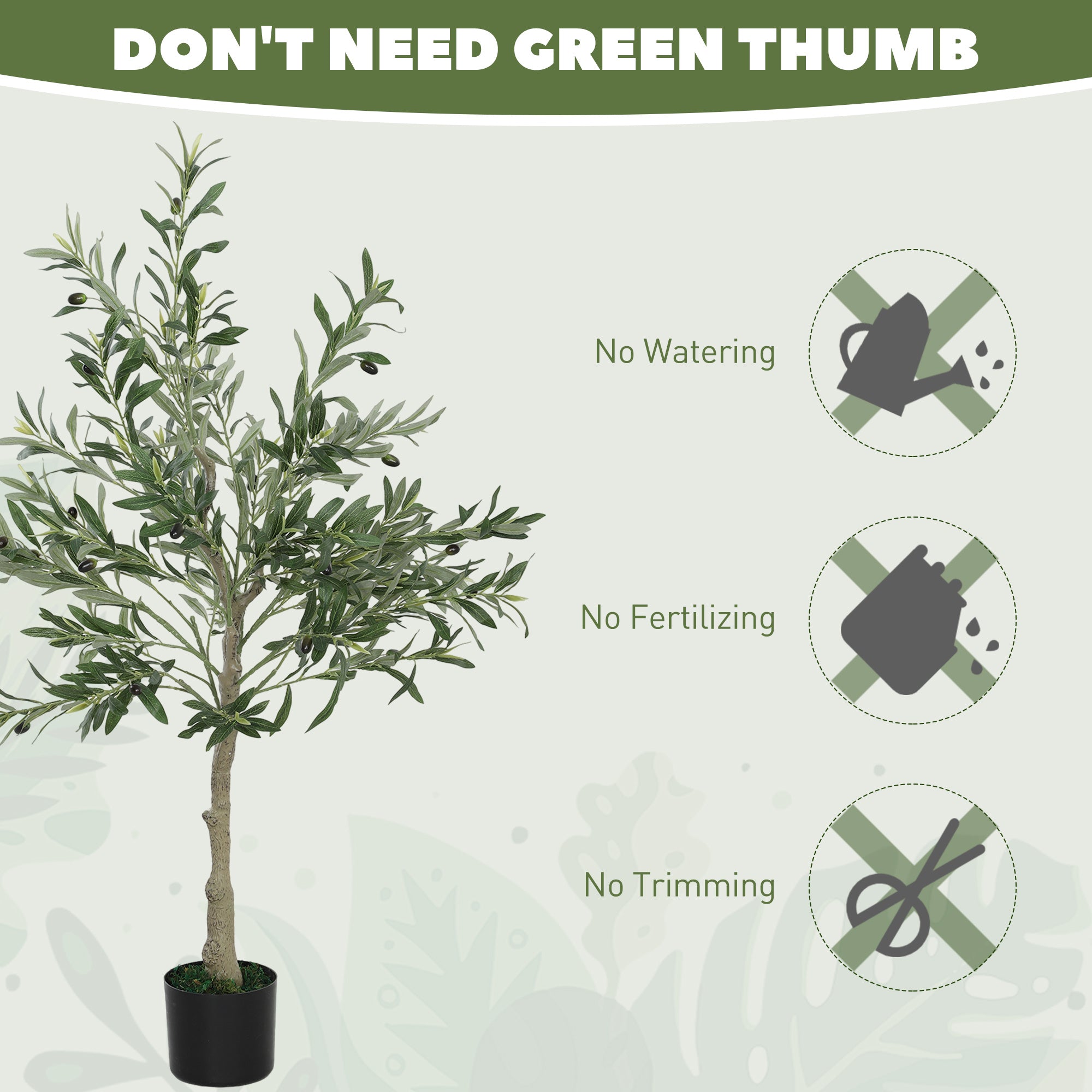 HOMCOM Set of Two Silk Leaf Artificial Olive Trees