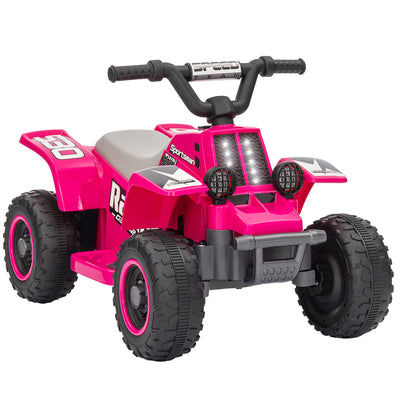 AIYAPLAY 6V Electric Quad Bike for Kids, Ride On ATV w/ Forward Backward, Headlights, for 18-36 Months, Pink 
