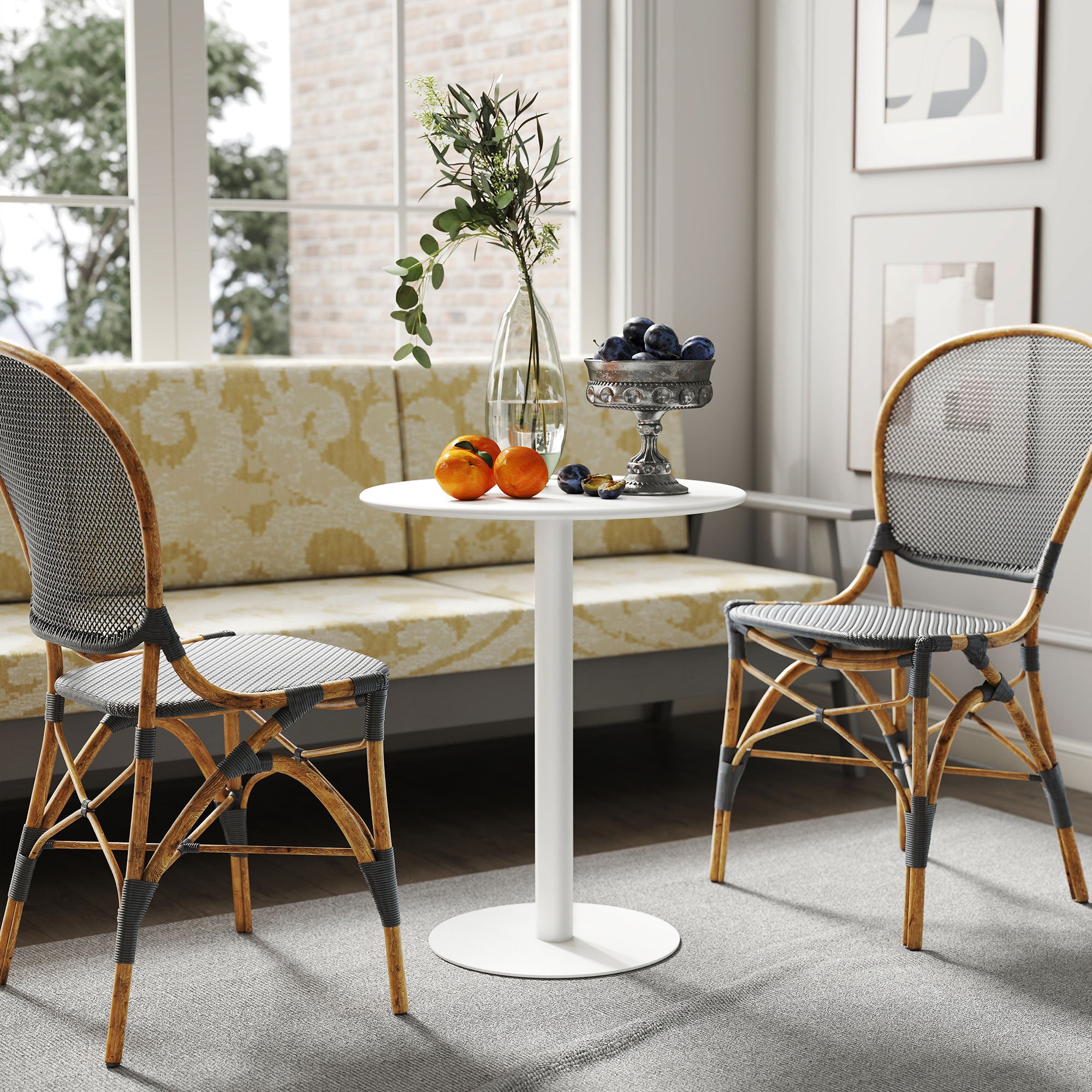 HOMCOM Dining Table, Round Kitchen Table with Steel Base for Living Room, Dining Room, 60 x 60 x 72cm, White 