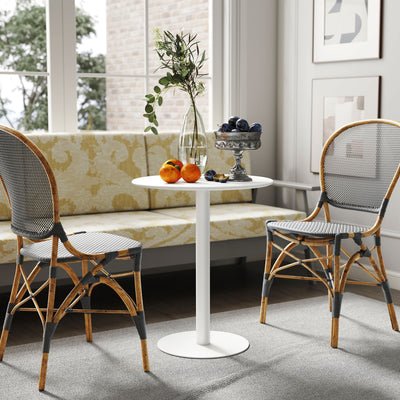 HOMCOM Dining Table, Round Kitchen Table with Steel Base for Living Room, Dining Room, 60 x 60 x 72cm, White 