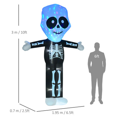 HOMCOM 3m Halloween Inflatable Skeleton Ghost Decoration, LED Lighted for Home Indoor Outdoor Garden Lawn Decoration Party Prop 