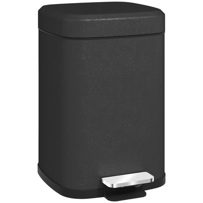 HOMCOM 12L Modern Boxy Metal Home Kitchen Bin - Black 