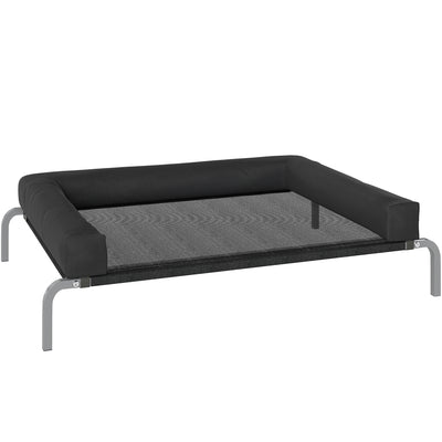PawHut Elevated Dog Bed with Removable Bolsters, Raised Dog Bed for Medium Breeds, Portable Indoor & Outdoor Pet Cots, Black 