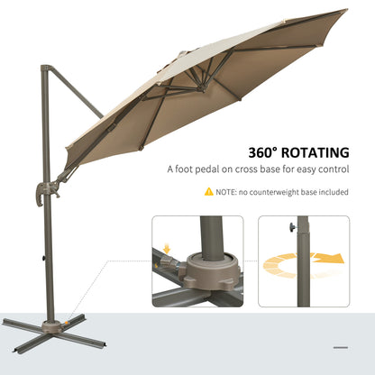Outsunny 3m Beach Hanging Umbrella Parasol - Khaki 