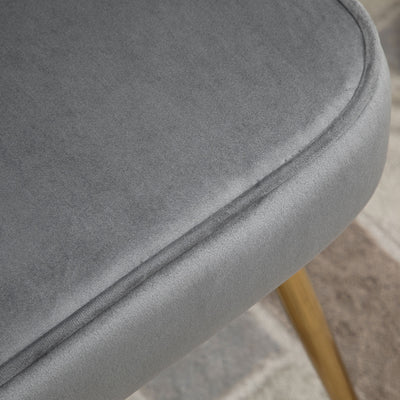 HOMCOM Velvet-Feel Shell Accent Chair - Grey 