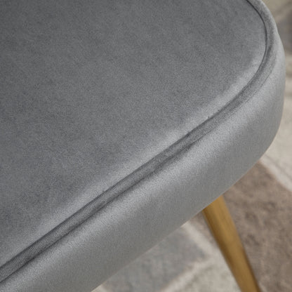 HOMCOM Velvet-Feel Shell Accent Chair - Grey 