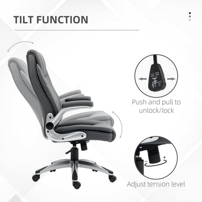 Vinsetto Faux Leather Executive Swivel Office Chair - Dark Grey 