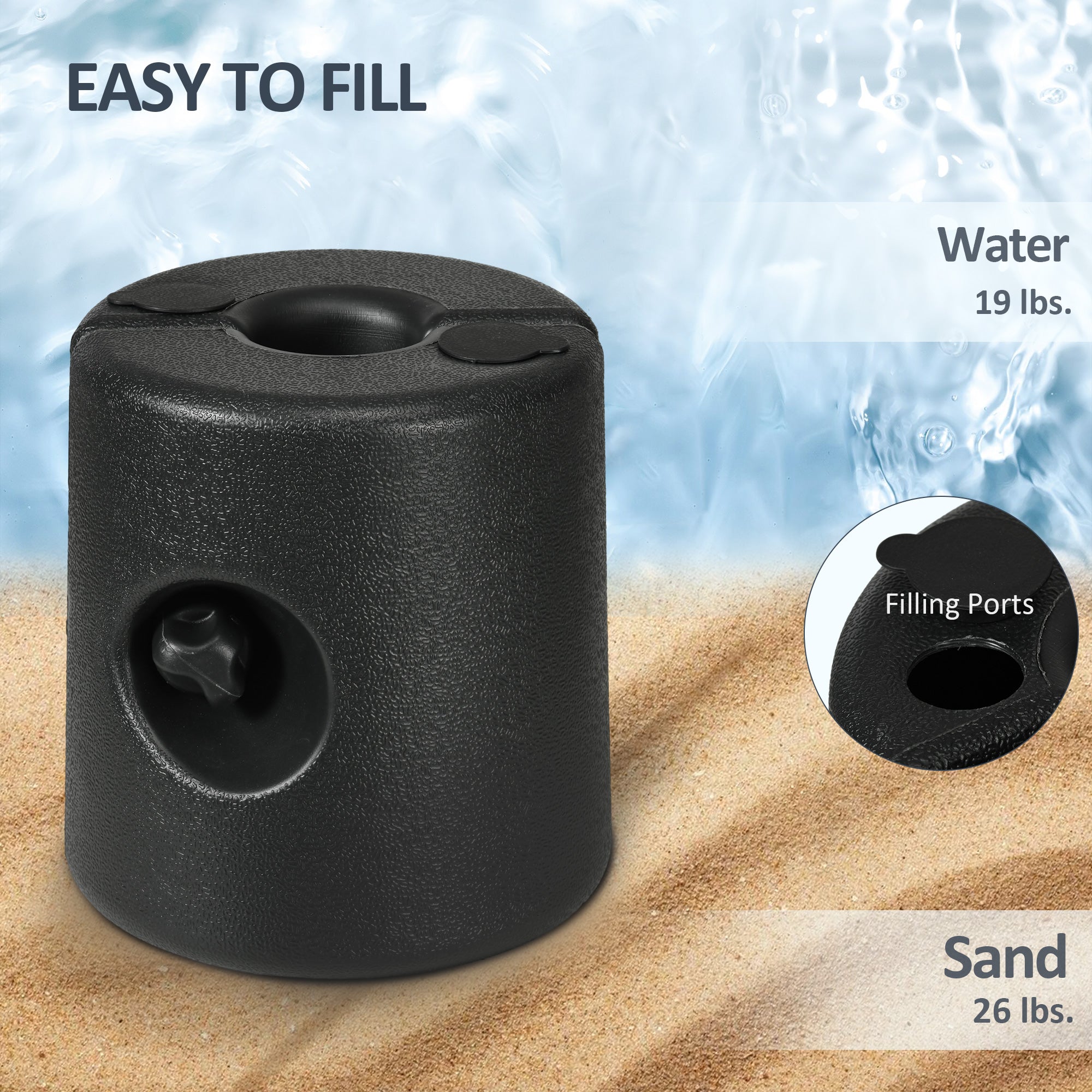 Outsunny HDPE Tent Weights Set of 4, Canopy Weights, Fill with Water or Sand, 48KG 