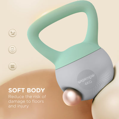 SPORTNOW 4kg/6kg/8kg/10kg Soft Kettlebell, Kettle Bell with Non-Slip Handle, for Home Gym, Strength Training, Cardio - Grey and Green 