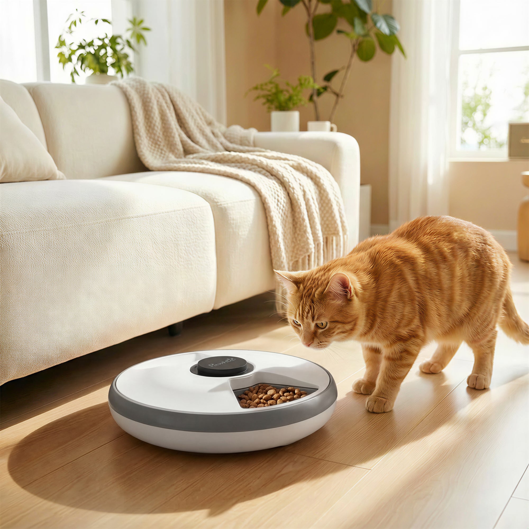 PawHut Automatic Cat Feeder Programmable Timer for Dry Wet Food Cat Food Dispenser with Ice Pack for 6 Meals 