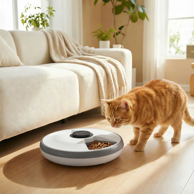 PawHut Automatic Cat Feeder Programmable Timer for Dry Wet Food Cat Food Dispenser with Ice Pack for 6 Meals 