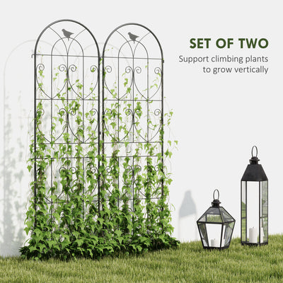 Outsunny Set of 2 Garden Trellis, Metal Fence Panels for Climbing Outdoor Plants, Flowers, 180 x 50cm 