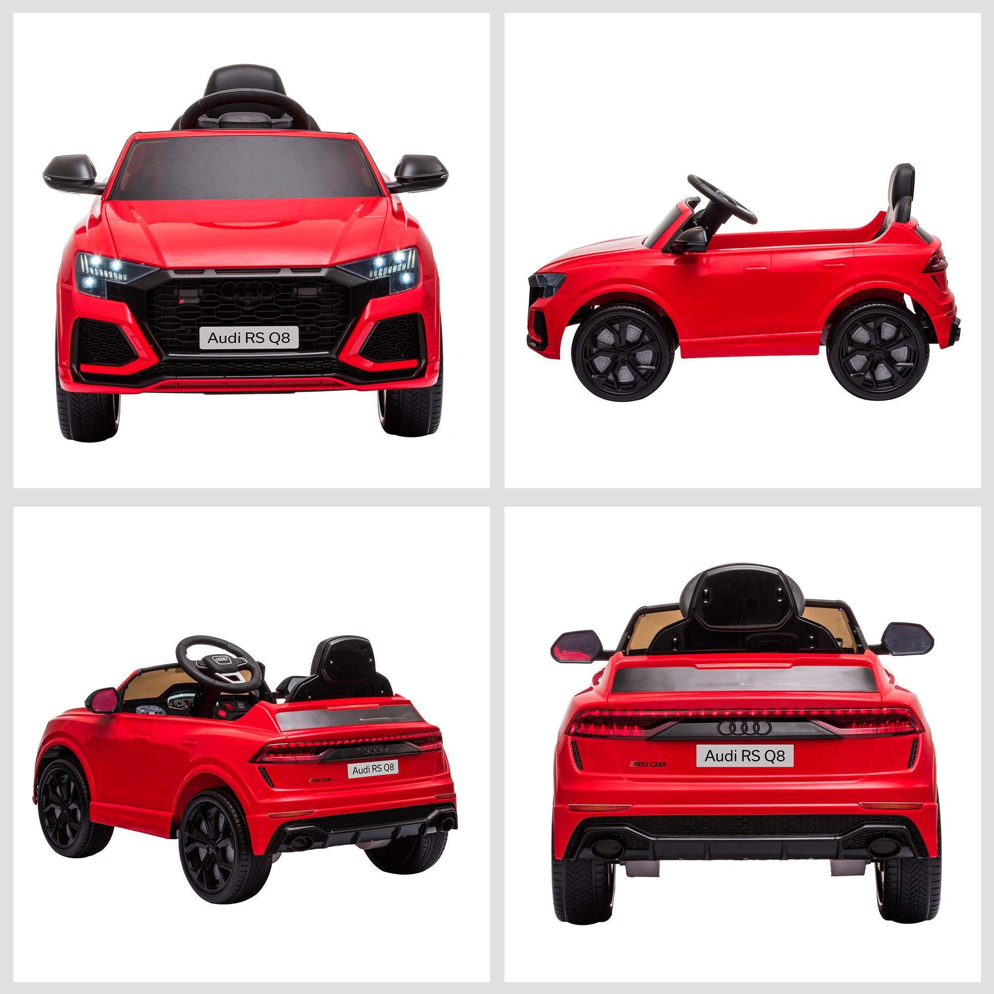 HOMCOM Audi RS Q8 Licensed Electric Car for Kids, 6V Kids' Electric Ride on with Remote Control, 7Ah Big Battery, Lights Bluetooth, Music USB MP3, for 3-5 Years Old, Red 