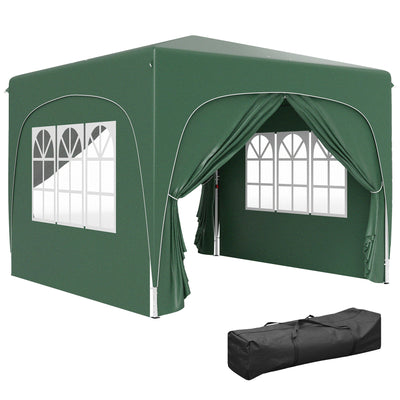 Outsunny 3 x 3m Pop-Up Gazebo Shelter, with Accessories - Dark Green 