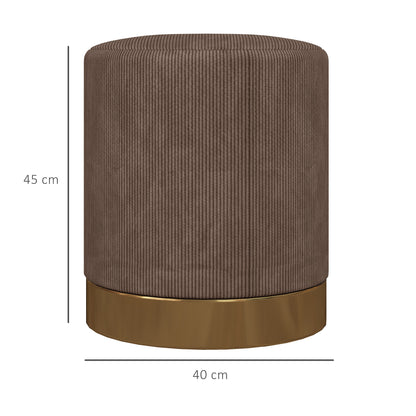 HOMCOM Soft Padded Corduroy Footstool - Light Brown