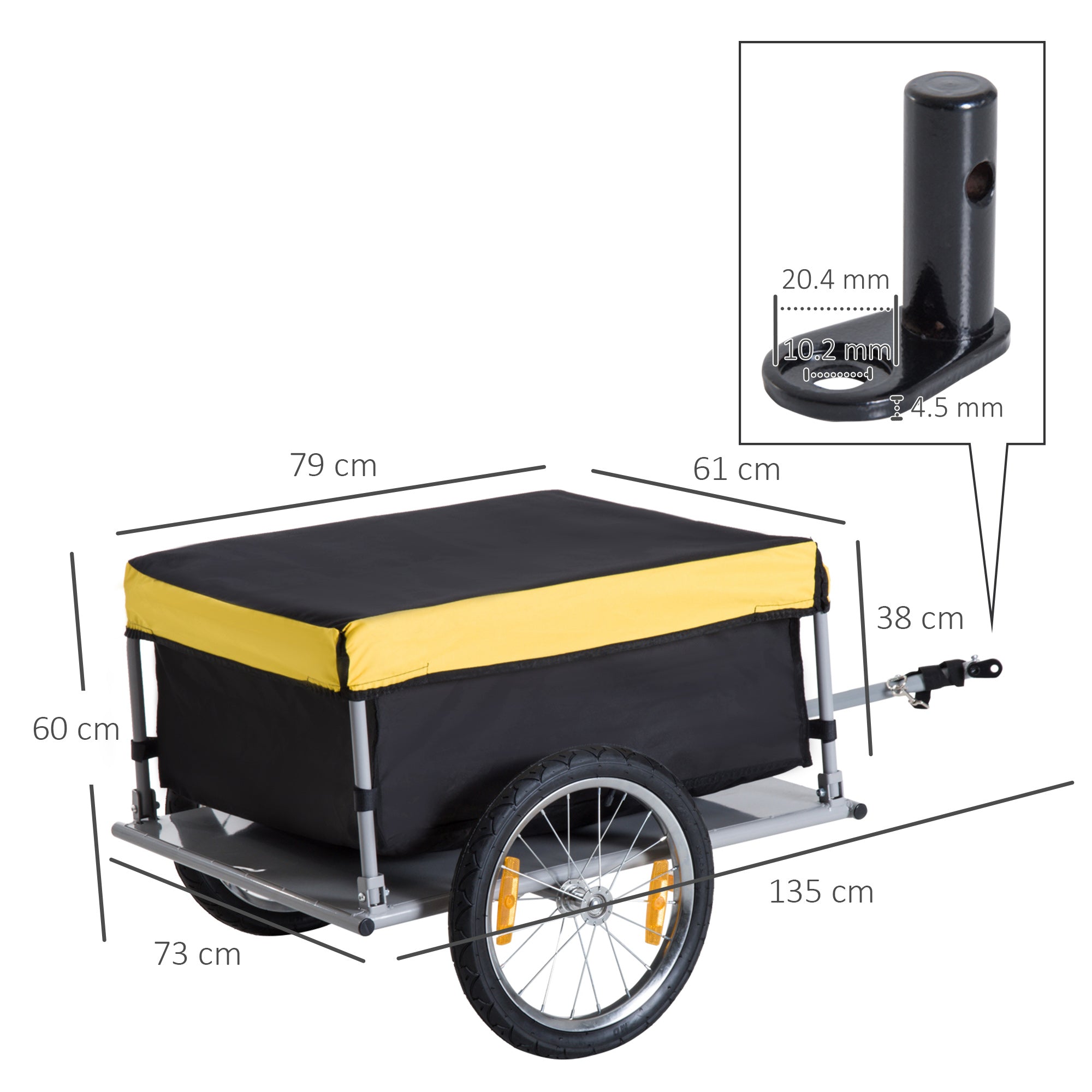 HOMCOM Bicycle Cargo Trailer, Two-Wheel Bicycle Large Cargo Wagon Trailer Oxford Fabric, Folding Storage, & Removable Cover, Yellow 