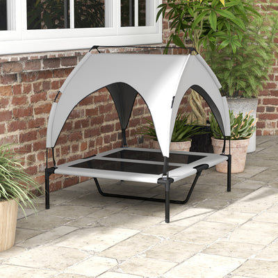 PawHut Cooling Raised Pet Bed w/ Washable Breathable Mesh, for Medium, Large Dogs, 91 x 76 x 89cm - Light Grey 