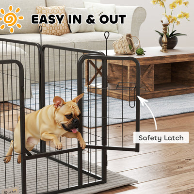 PawHut 8 Panels Heavy Duty Dog Playpen with Door Indoor Outdoor, for Small Dogs, 60cm High 