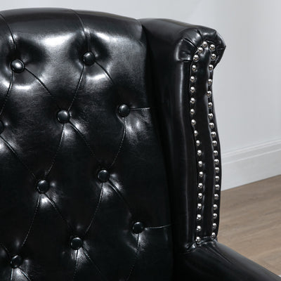 HOMCOM Wingback Accent Chair Tufted Chesterfield-style Armchair with Nail Head Trim for Living Room Bedroom Black 