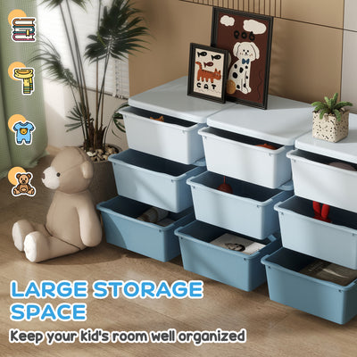 HOMCOM Kids Storage Unit, with Nine Drawers - Blue 