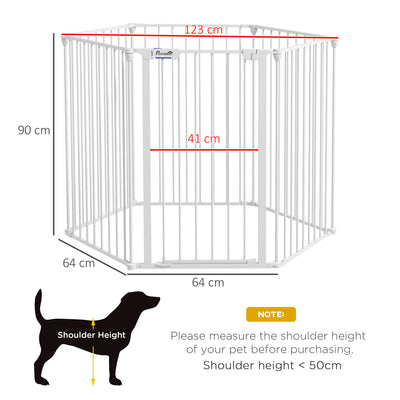 PawHut 6 Panels Foldable Dog Playpen, Puppy Pen Crate with Door - White 
