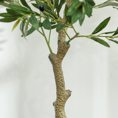 HOMCOM 4ft/ 120cm Decorative Artificial Plant, Silk Olive Tree with 450 Leaves and 20 Olive Fruits in Pot, Fake Plant for Home, Office, Living Room, Indoor Decor 