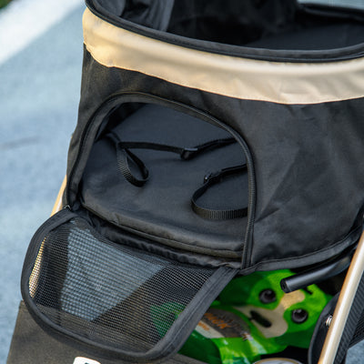 PawHut Pet Stroller for Small and Miniature Dogs, with Rain Cover - Khaki 