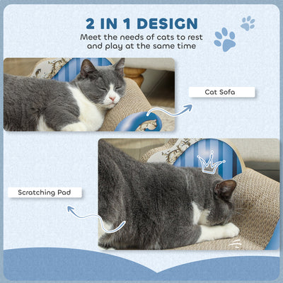 PawHut 2 in1 Cat Scratching Board with Catnip for Indoor Cats, 26.5 x 57 x 26.5cm, Blue 