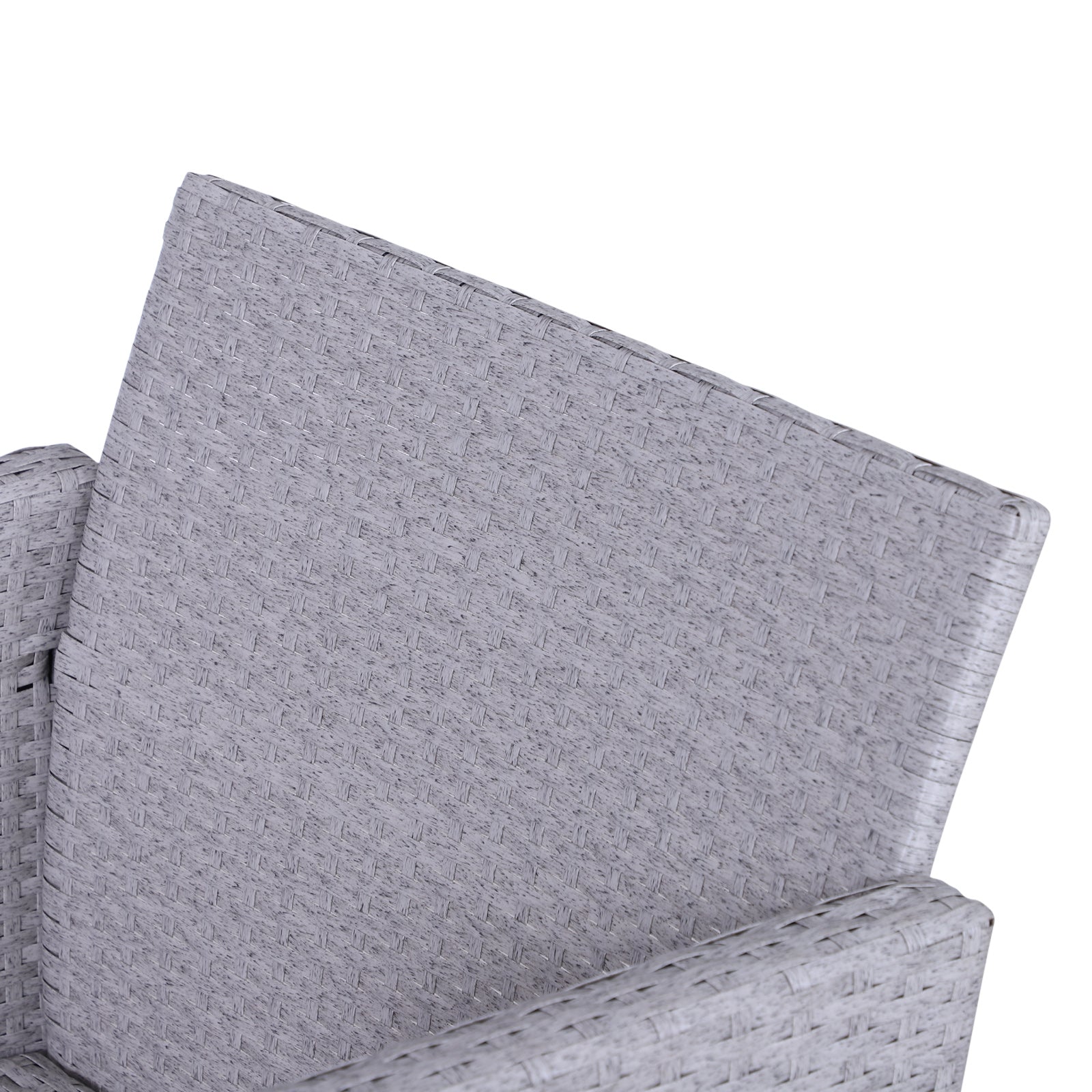 Outsunny 5 Pieces PE Rattan Garden Furniture Set with 10cm Thick Padded Cushions, Wicker Weave Outdoor Seating Chairs with 2 Armchairs, 2 Stools, Glass Top Table, Grey and White 