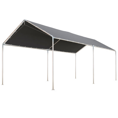 Outsunny 3 x 6m Heavy Duty Carport Garage Car Shelter Galvanized Steel Outdoor Open Canopy Tent Water UV Resistant Waterproof, Grey 
