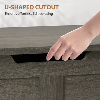 HOMCOM 100L Home Storage Box, with Safety Hinges - Charcoal Grey 