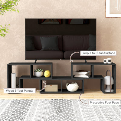 HOMCOM TV Stand for TVs up to 75 Inches, Free Combination TV Unit with Storage Shelves, Extendable Entertainment Centre for Living Room, Black Wood Grain 