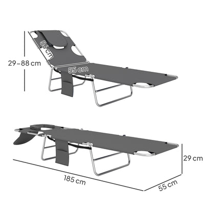 Outsunny Reclining Face Hole Sun Lounger - Dark Grey 